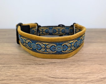 Gold Velvet Lined Made-to Measure 40mm wide Martingale Half/ Check Collar