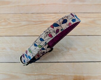 Cork Vegan Leather Coloured Leaves Dog Collar