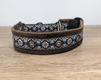Brown Velvet Lined Made-to Measure 40mm wide Martingale Half/ Check Collar