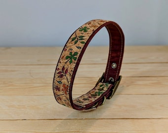 Cork Vegan Leather Leaf Dog Collar