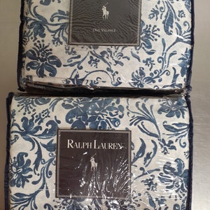 Ralph Lauren ORLEON Valance NUEVO 4 Disponible-Azul y Blanco-Algodón pesado-grueso 1987