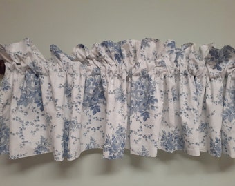 Laura Ashley Sophia Valances-Blue & White-86" by 15"  4  Available-Excellent!