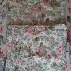Vintage Laura Ashley Cottage Rose Lovely Pair Drapes-84&quot; long-Lined in White