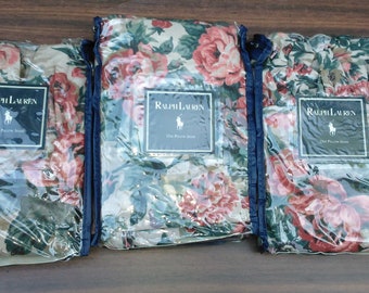 Kipling vintage di Ralph Lauren New Standard Pillow Shams-Green Floral-Cotone