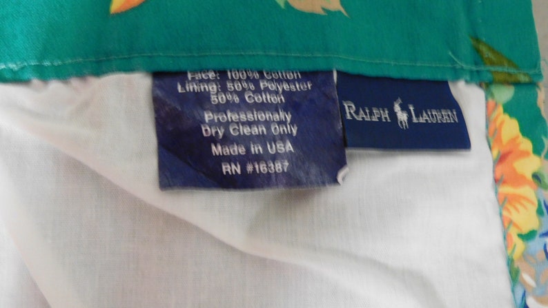 Rare India Street Pair of Drapes by Ralph Lauren-Teal and Vibrant Florals 84 long