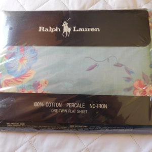 Pompano vintage di Ralph Lauren-Twin Flat Sheet-3 disponibili-New Old Stock-Cotone