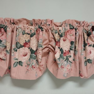 Vintage Ralph Lauren Cynthia-Pink Pull Up Valance-So Pretty! Barkcloth-Exquisite