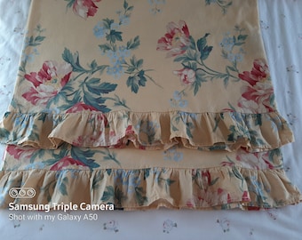 Vintage Parsonage di Ralph Lauren KING Federe arruffate-Yellow Floral Cotton