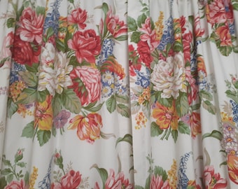 Tende Melissa vintage di Ralph Lauren - Grande fiore bianco - Cotone - 84" di lunghezza - 1992 - Meravigliose!