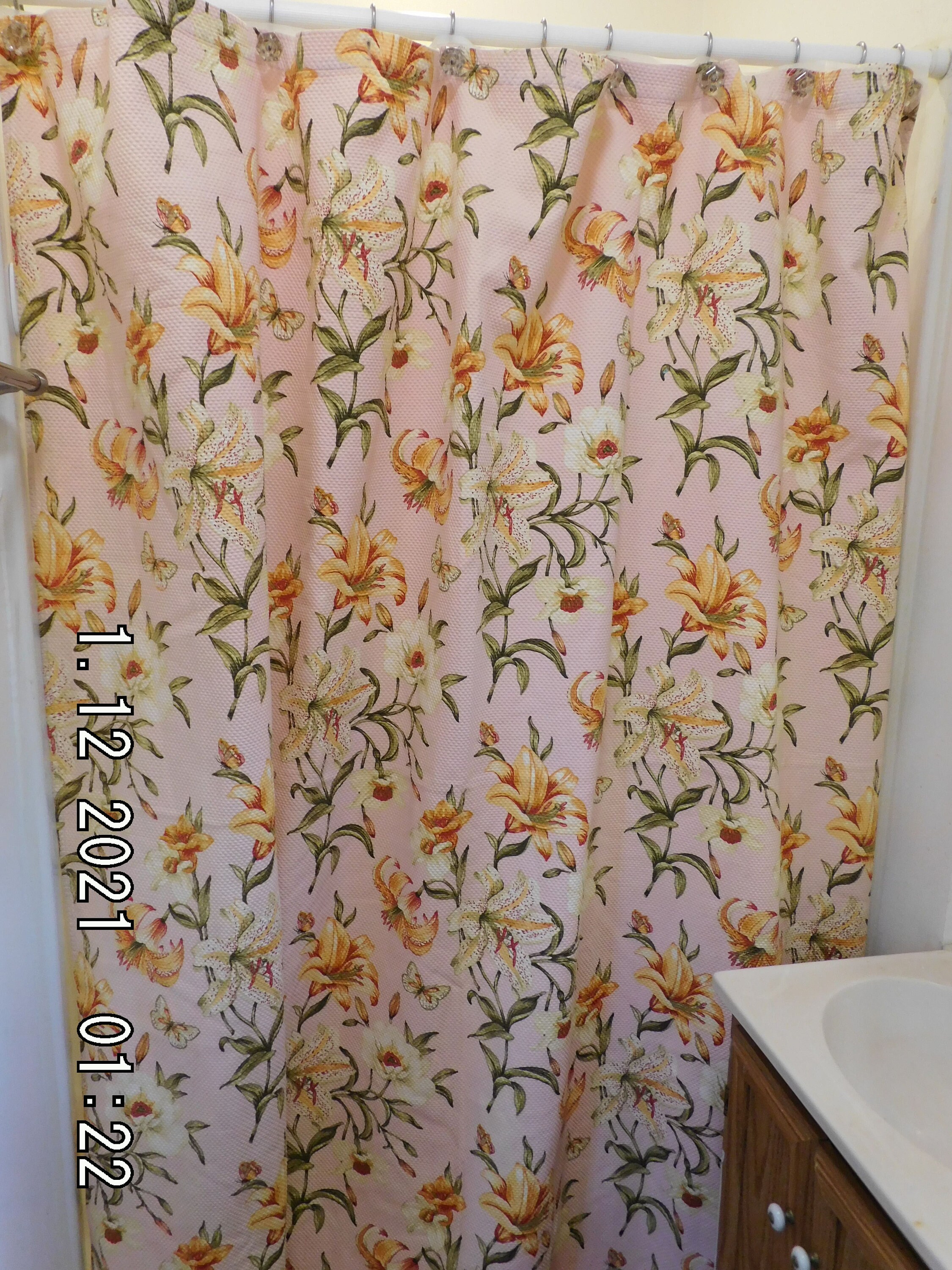 New Vintage Waverly Home Tiger Lily Matelasse Fabric Shower Curtain
