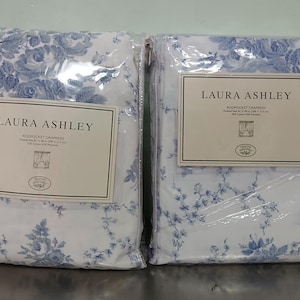 Laura Ashley Sophia Curtains Drapes-86&quot; Long-4 Pairs Available Blues & White