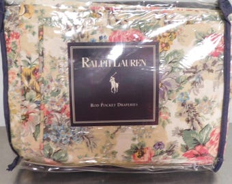 Tende vintage Ralph Lauren Brittany NOS - 86" di lunghezza - NUOVI in confezione fermatende