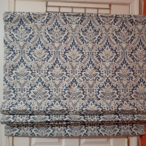 Blindster Roman Fabric Shade Blind-Blue & White Cotton-Beautifully Done-2017-Last ONE