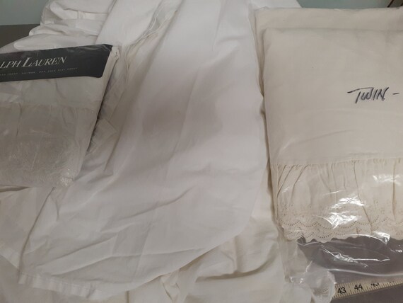 ラルフローレン フラットシーツ　フリル付きダブルサイズ ヴィンテージ ラルフローレン ブロムリー ツインフラットフリルシーツ