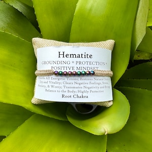 Hematite & Beige Surf Bracelet, Friendship Bracelet, Grounding Bracelet, Chakra Bracelet