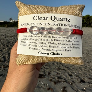 Clear Quartz & Red Surf Bracelet, Waterproof Macrame Bracelet