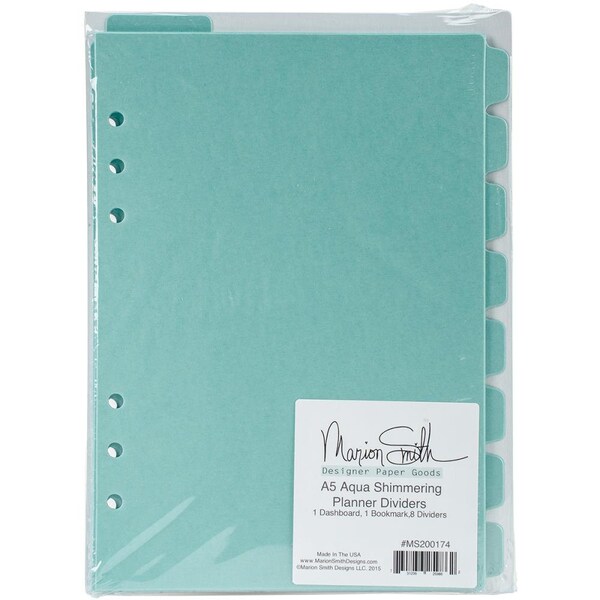 Marion Smith Planner Teiler, Dashboard & Bookmark, A5 Aqua Shimmering Planner Teiler, Planer Dashboard Planer Lesezeichen