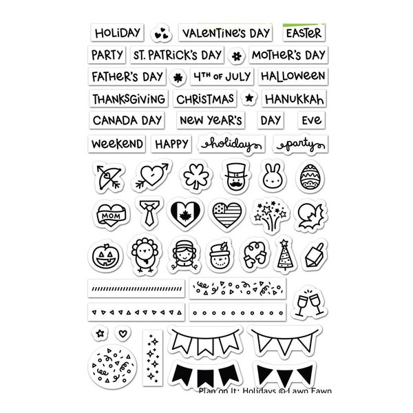 Lawn Fawn Planner Stamps PLAN on IT HOLIDAYS Clear Planner Stamps Set, Planner icons, pennant banner (LF1231)