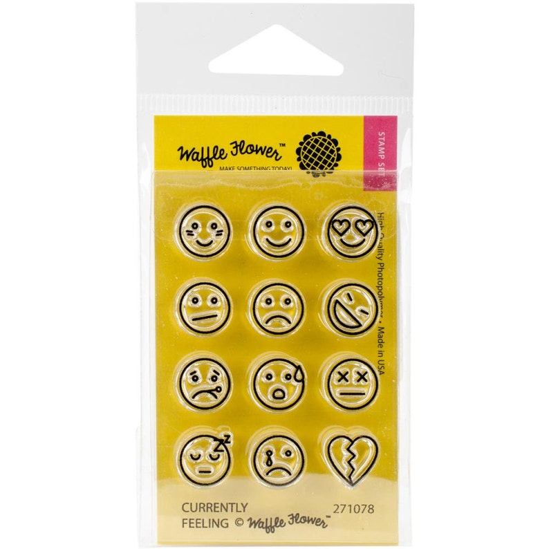 Emoji 2/"x3/" Planner Currently Feeling Waffle Flower Clear Stamp Set
