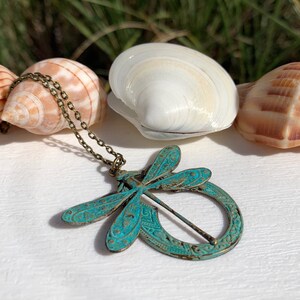 Dragonfly 24&quot; Brass Chain Necklace Long Necklace Gift Jewelry Outdoor Patina Brass Great for Layered Look-VanBeekJewelry
