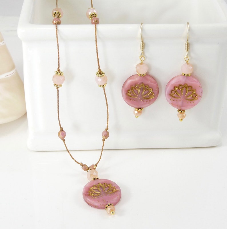 Czech Glass Lotus Flower Pendant Necklace Glass Aqua Jewelry - Etsy
