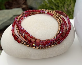 Long Wrap Bracelet Czech Glass, Glass Jewelry, Jewelry, Gift, Also a 36" Necklace, Marlene VanBeek, Gift,  Glass Beads VanBeekJewelry