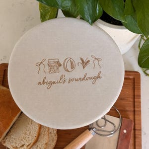 Personalized Sourdough Bowl Cover, Custom Name Embroidered Canvas Bread Proofing Cover, Baker Gift, Gifts for Bakers