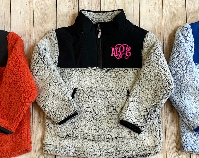 SALE Kids Monogrammed Sherpa Pullover Jacket Big Boys or Girls