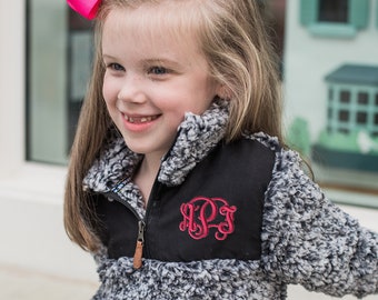 Kids Monogrammed Sherpa Pullover Jacket Girls or Boys-personalized