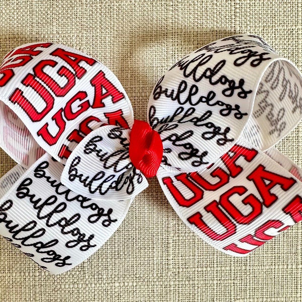 Choose your Team! Medium or Large Monogrammed School Mascot Hair Bow…Personalized College Football Bulldog Wildcat Tiger Game Day Hairbows