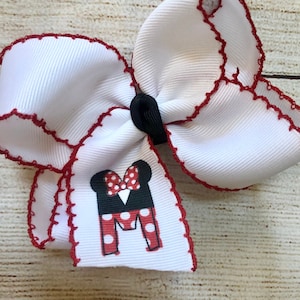 Personalized Medium or Large Monogrammed Mrs. Mouse Hair Bow, Monogrammed Boutique Bows with Monogram Initial or Name, Polka Dot Hairbow