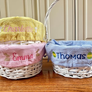 Personalized Easter Basket Liner ONLY, Kids Seersucker Stripe Fabric w/ Name or Monogram, Monogrammed Bunny Tote, Boy & Girl