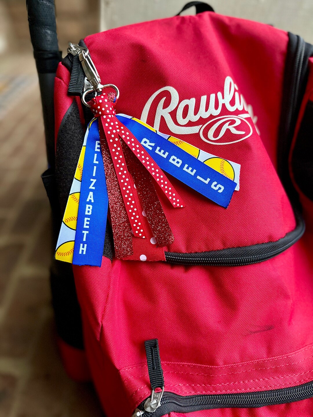 Personalized Glitter Keychain Bag Tag With Sports Ribbon… Game Day ...