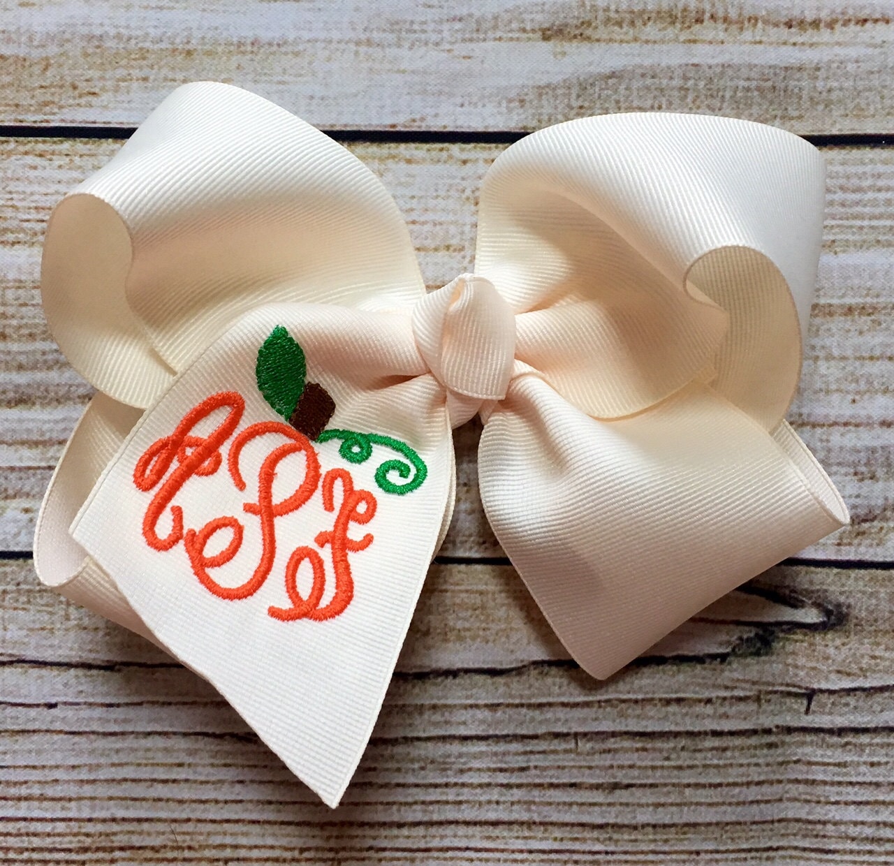 You Choose Colors and Font! Large Monogrammed Pumpkin Hair Bow…Person…