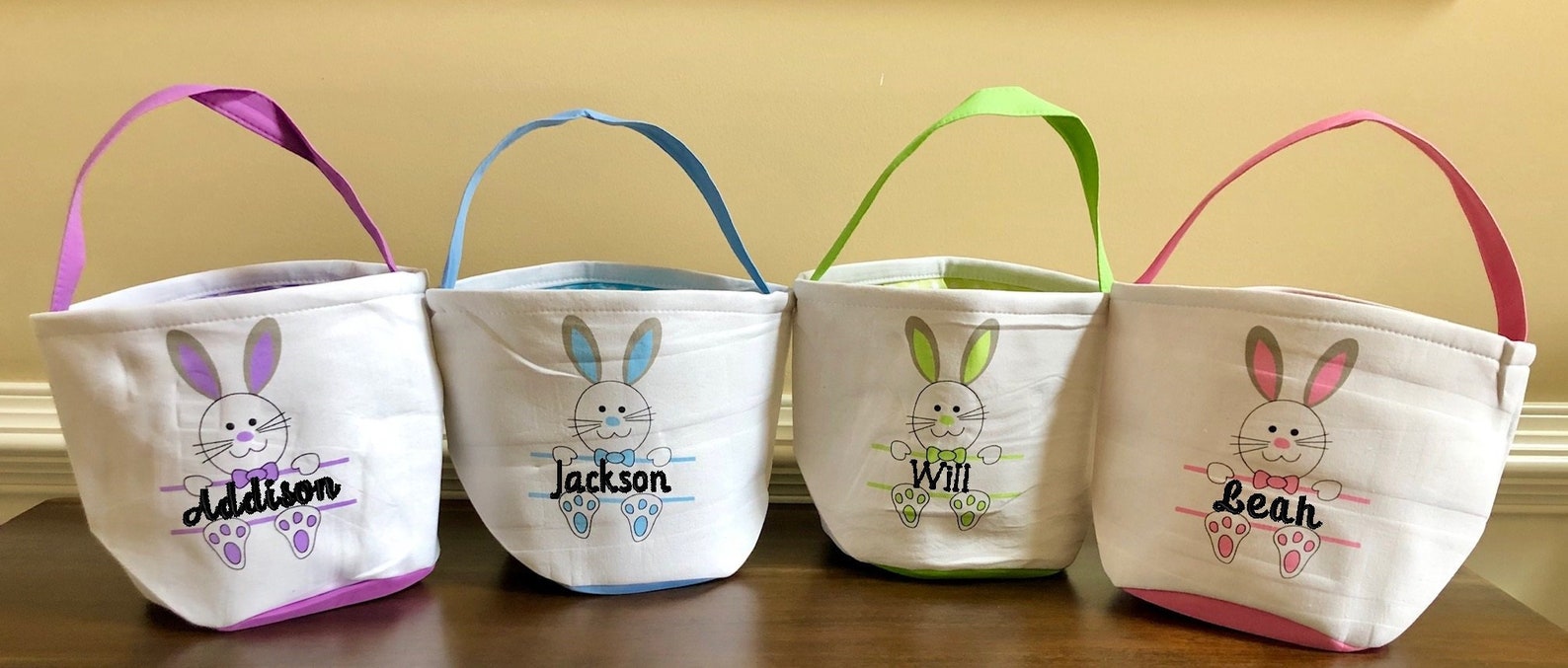 Personalized Canvas Easter Basket Tote Kids Easter Bunny Etsy