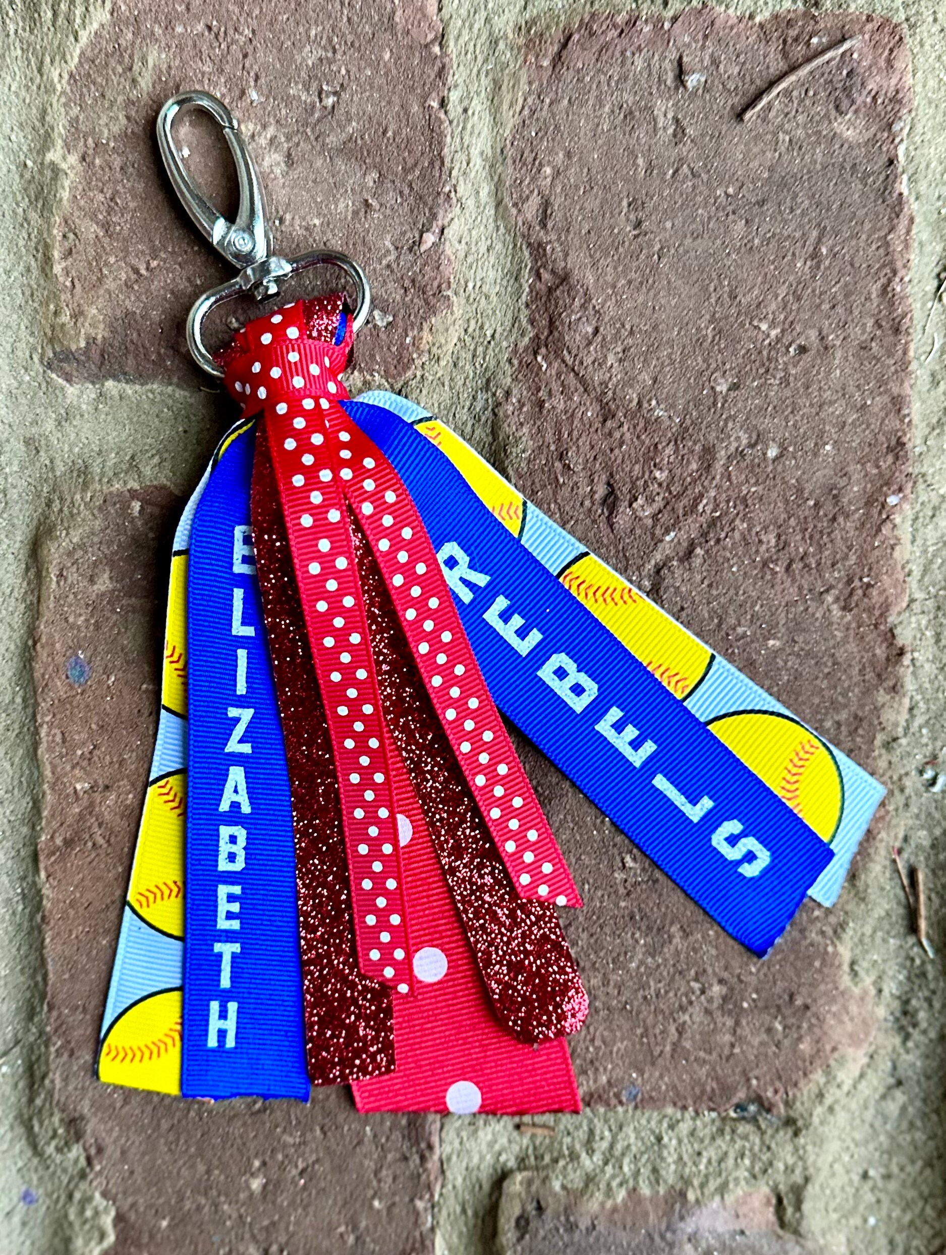 Personalized Glitter Keychain Bag Tag With Sports Ribbon… Game Day ...