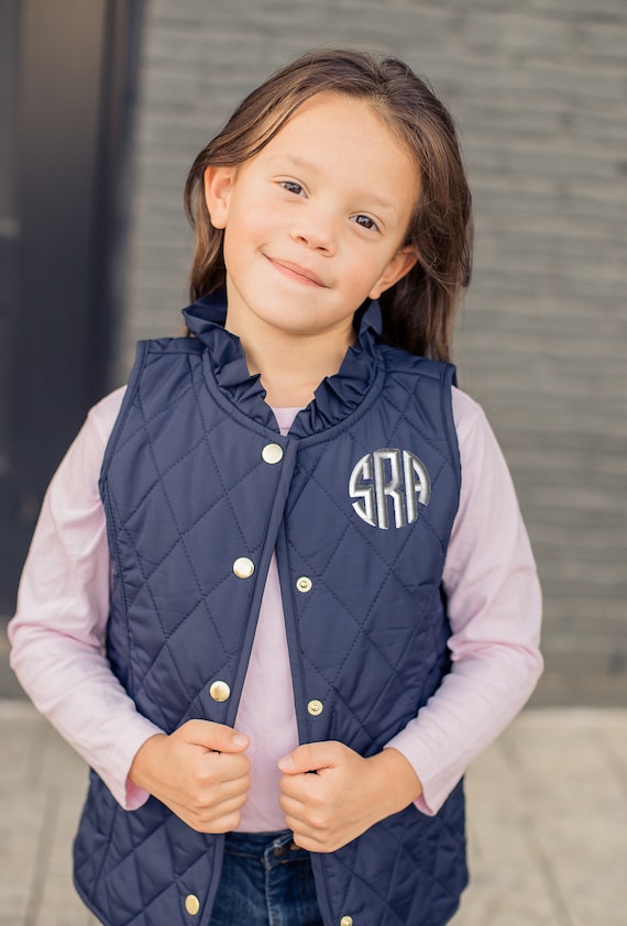 Monogrammed Collar Quilted Preppy Vest Jacket -  Denmark