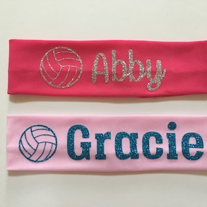 Volleyball Monogrammed Stretch Headbands…Sports Personalized Glitter Headband with Name or Initials...Vinyl Monogram Head Band