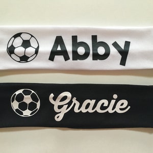 Soccer Ball Monogrammed Stretch Headbands…Sports Personalized Glitter Headband with Name or Initials...Vinyl Monogram Head Band