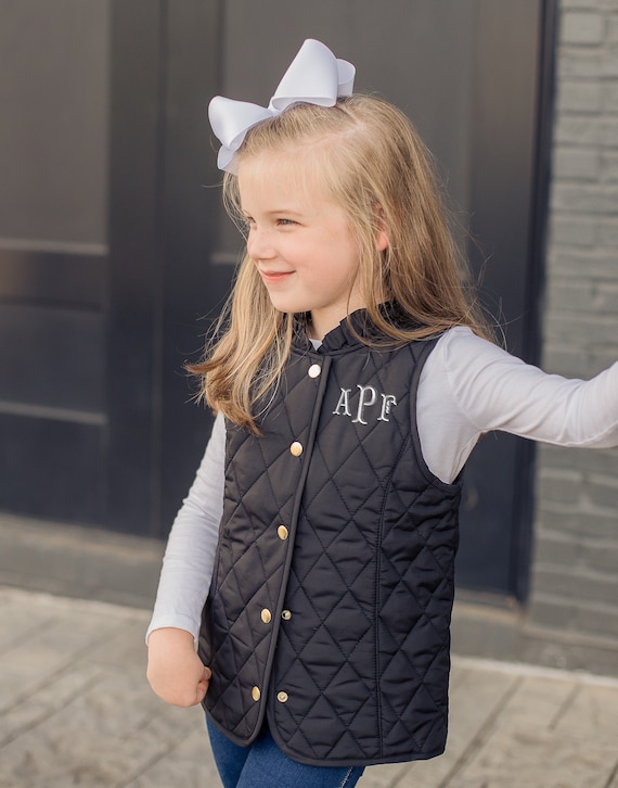 Monogrammed Kids Puffer Vest Girls Monogram Puffy Quilted 