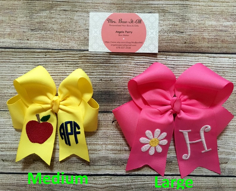You Choose Colors...Monogrammed Medium or Large Hair Bow w Ballet Shoes\u2026Personalized Ballerina Hairbow with Initial or Monogram