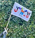 Personalized Family Name Stroller Flag, Amusement Theme Park Sign for Strollers, Inspired Princess Superhero Themed Tag for Baby Carrier