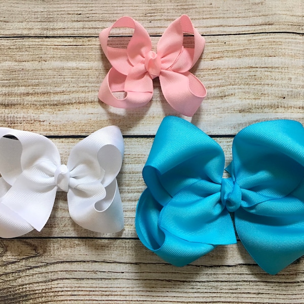 BLANK You Choose Colors and Size, Small, Medium or Large Hair Bow, Boutique Hairbow, Grosgrain Ribbon Hair Bows, 3, 4 and 5.5 inch Hairbows