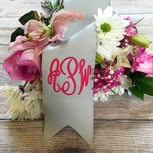Wedding Flower Bouquet Ribbon Personalized for Bridal Party…Custom Monogrammed Keepsake & Bridesmaids Gifts…You Choose Colors and Font!