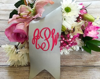 Wedding Flower Bouquet Ribbon Personalized for Bridal Party…Custom Monogrammed Keepsake & Bridesmaids Gifts…You Choose Colors and Font!