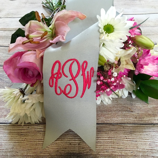 Wedding Flower Bouquet Ribbon Personalized for Bridal Party…Custom Monogrammed Keepsake & Bridesmaids Gifts…You Choose Colors and Font!