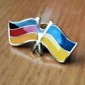 Flag of Ukraine and Germany Badge Ukrainian & German flag Lapel Pin Metal Golden Color DE+UA flag