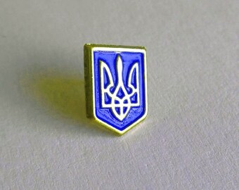 Ukraine Ukrainian National Country Flag Lapel Pin Tryzub Trident Metal