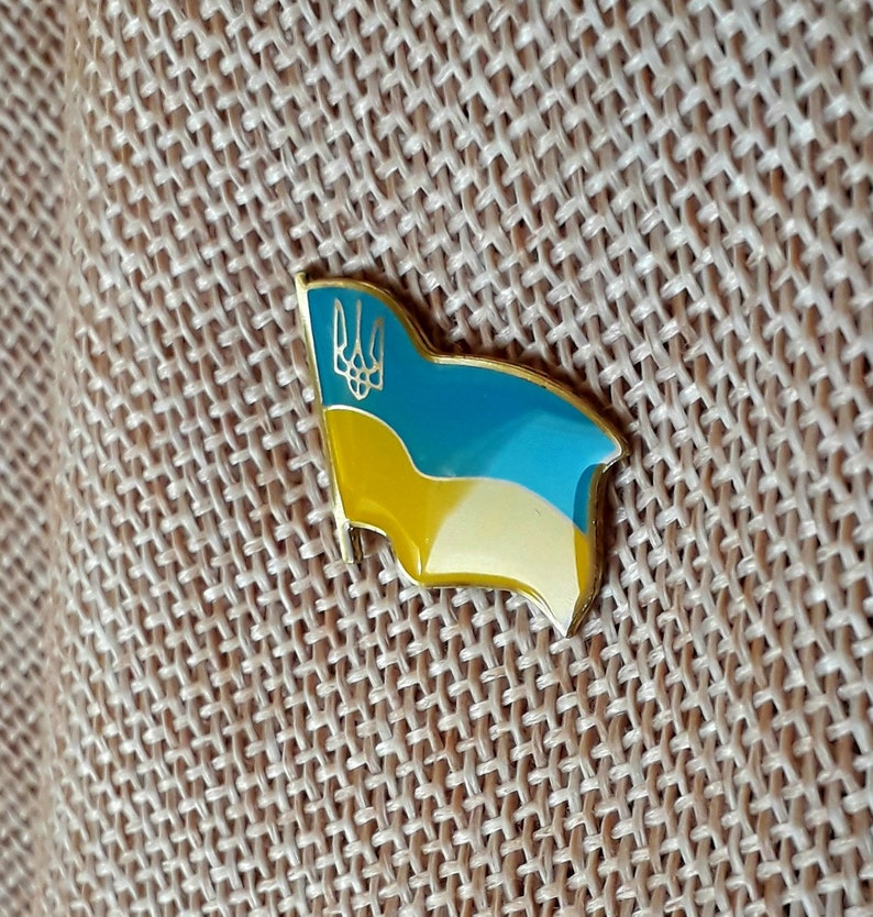 Ukrainian Flag Ukrainian Lapel Pin Tryzub Trident Metal Golden Etsy