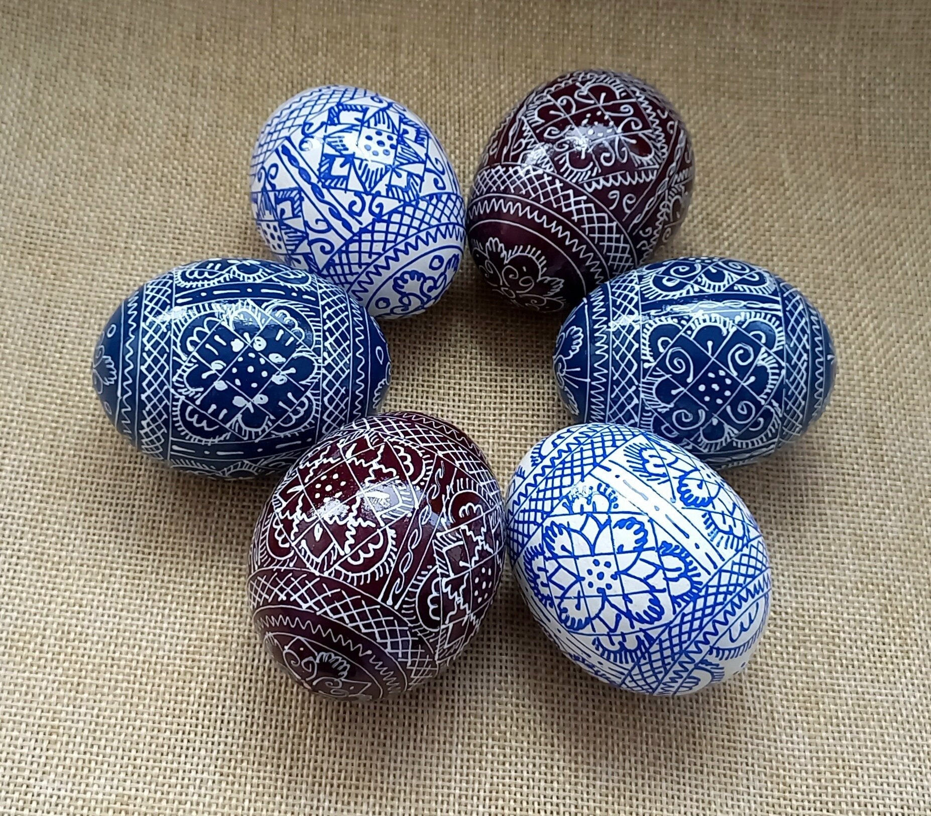 Set of 6 Ukrainian Painted Wooden Easter Eggs Pysanky Pysanka Ukrainian ...